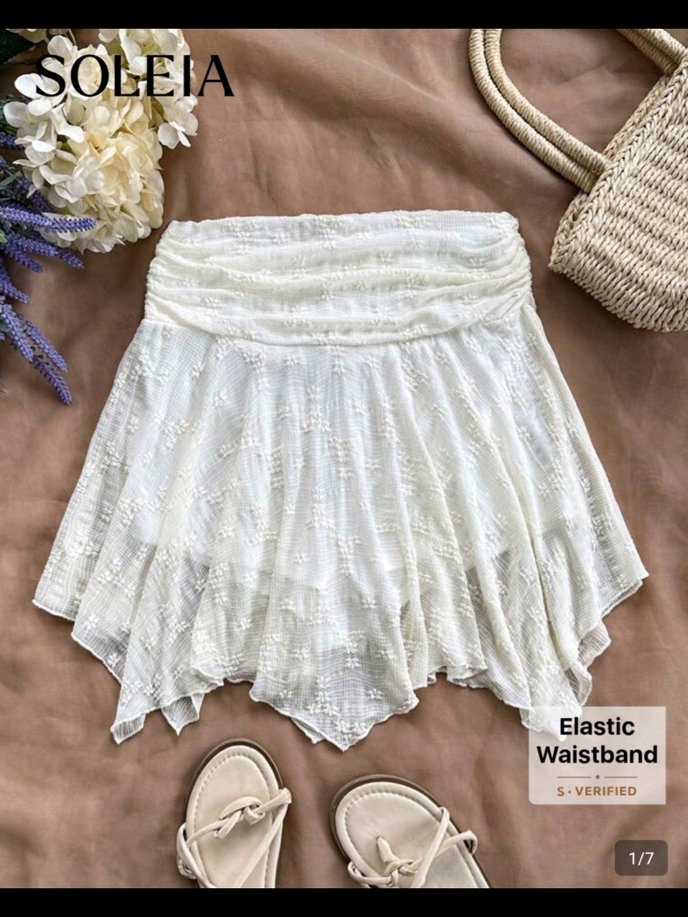 SHEIN White Handkerchief Hem Skater Skirt